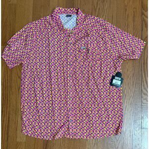 Springfield Armory Zack Morris Pistol Print Button Down Shirt Pink Mens 2XL NEW
